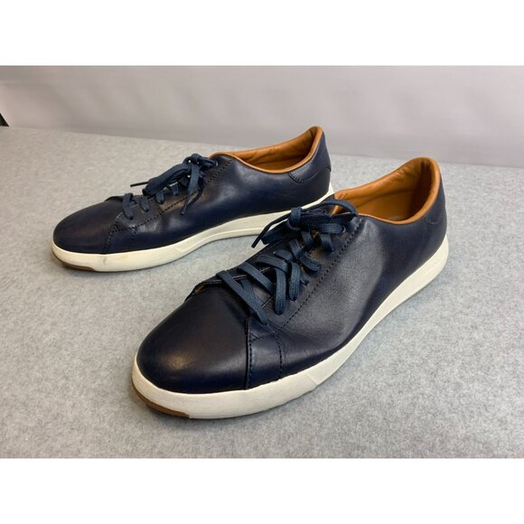 Cole Haan Mens Size 10.5 M Grand Pro Sneaker Shoes Navy Blue Leather Flat Lace T - Picture 8 of 10
